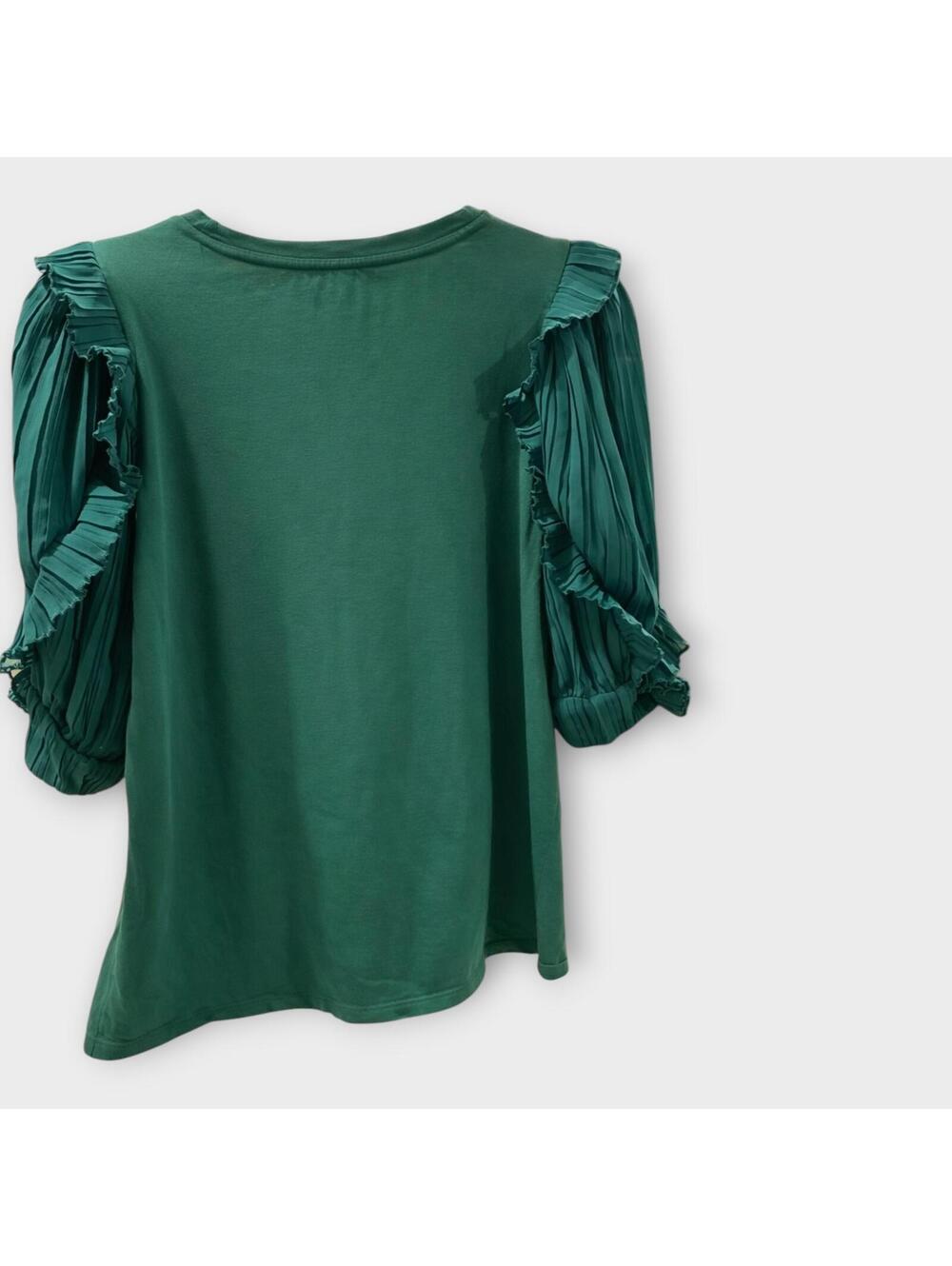 Express Green Top with Pleated Ruffle Sleeves Size M